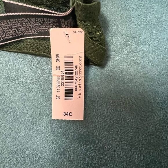 NWT Victoria’s Secret Very Sexy Unlined Demi Bra Olive Green Lace Sz 34C - Picture 7 of 7